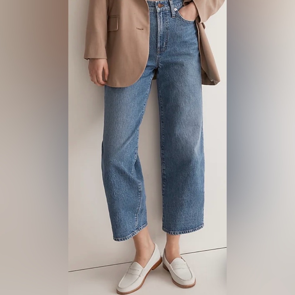 Madewell Women's Blue The Perfect Vintage Wide-Leg Crop Jeans Size 25